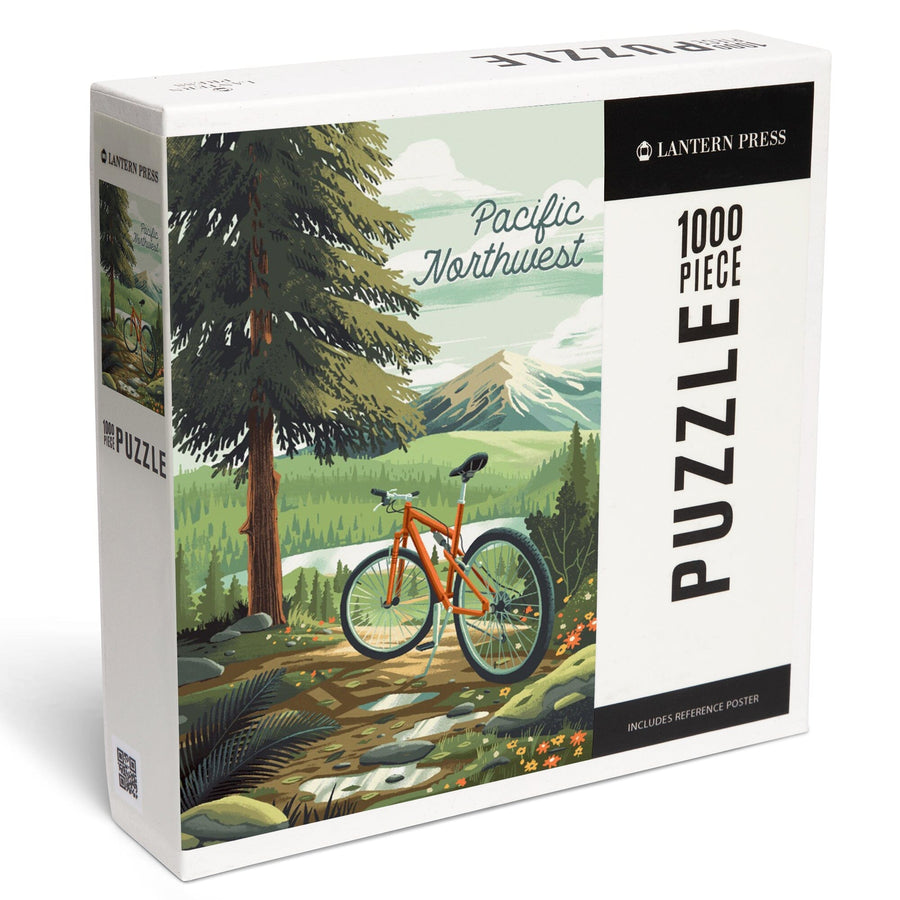 Pacific Northwest, Off To Wonder, Cycling with Mountains, Jigsaw Puzzle Puzzle Lantern Press 