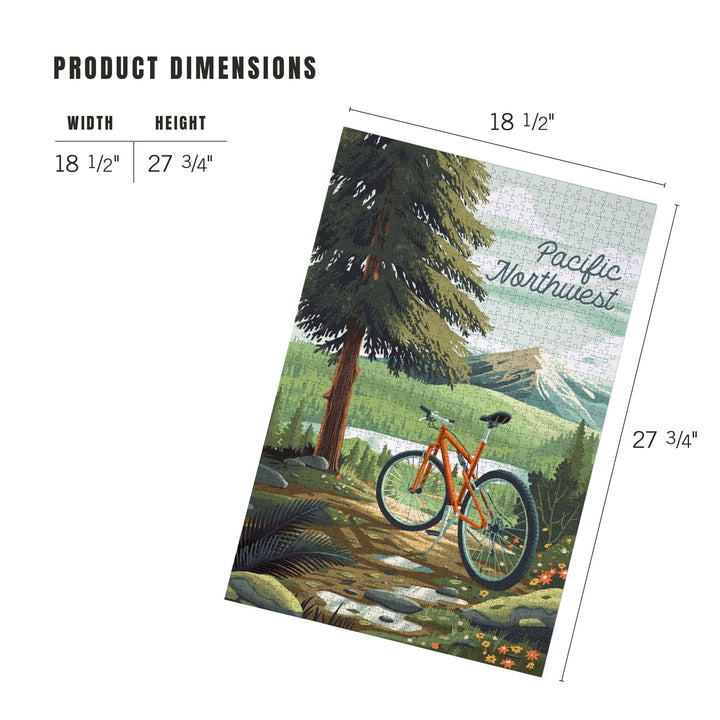 Pacific Northwest, Off To Wonder, Cycling with Mountains, Jigsaw Puzzle Puzzle Lantern Press 