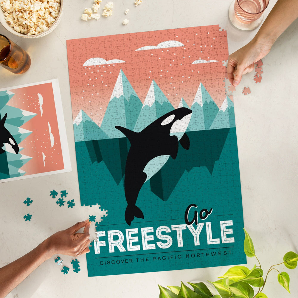 Pacific Northwest, Orca Whale, Go Freestyle, Jigsaw Puzzle Puzzle Lantern Press 