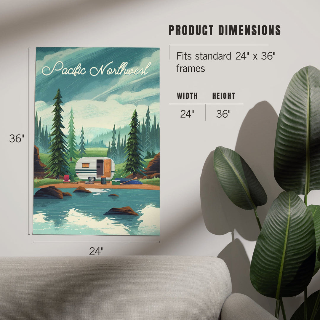 Pacific Northwest, Outdoor Activity, At Home Anywhere, Camper in Evergreens, Art & Giclee Prints Art Lantern Press 