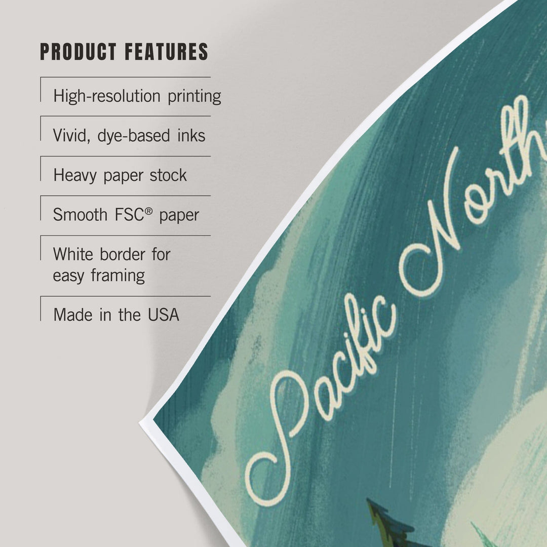 Pacific Northwest, Outdoor Activity, At Home Anywhere, Camper in Evergreens, Art & Giclee Prints Art Lantern Press 