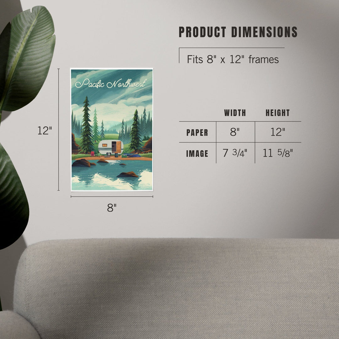 Pacific Northwest, Outdoor Activity, At Home Anywhere, Camper in Evergreens, Art & Giclee Prints Art Lantern Press 