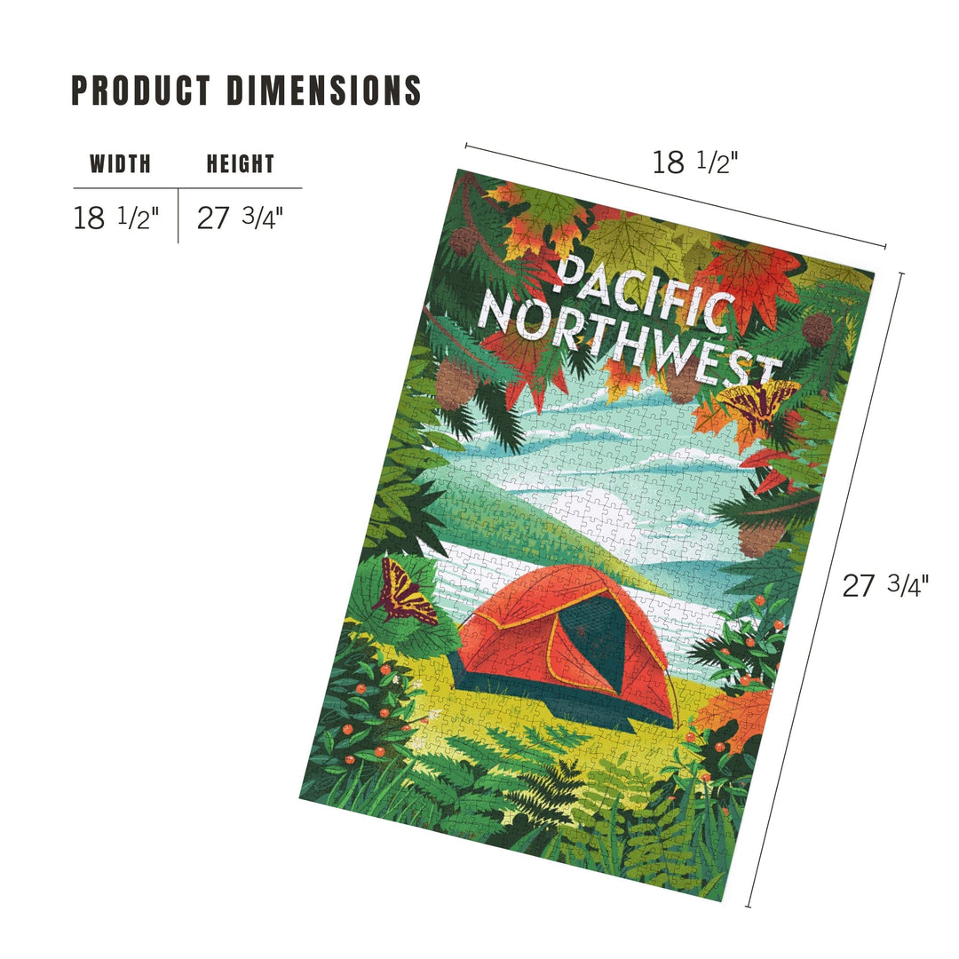 Pacific Northwest, Peek That View, Tent Camping, Fall Colors, Jigsaw Puzzle Puzzle Lantern Press 