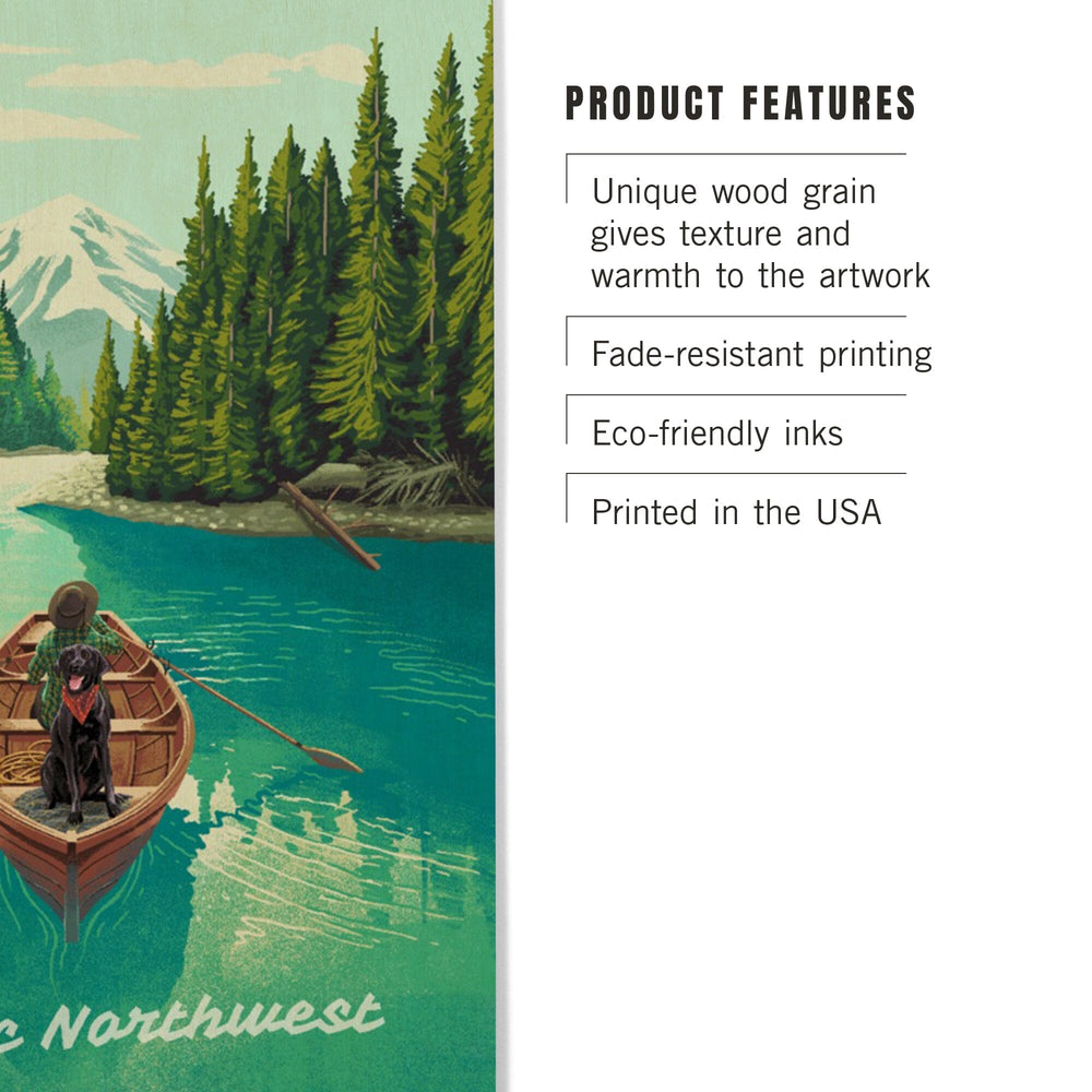 Pacific Northwest, Quiet Explorer, Boating, Mountain, Wood Signs and Postcards Wood Lantern Press 