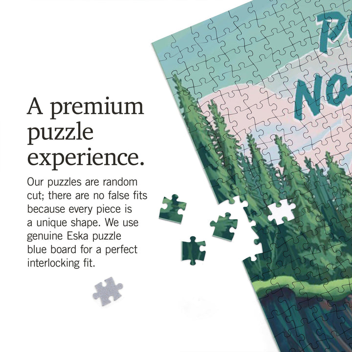 Pacific Northwest, Seek Adventure, River Rafting, Evergreens, Jigsaw Puzzle Puzzle Lantern Press 