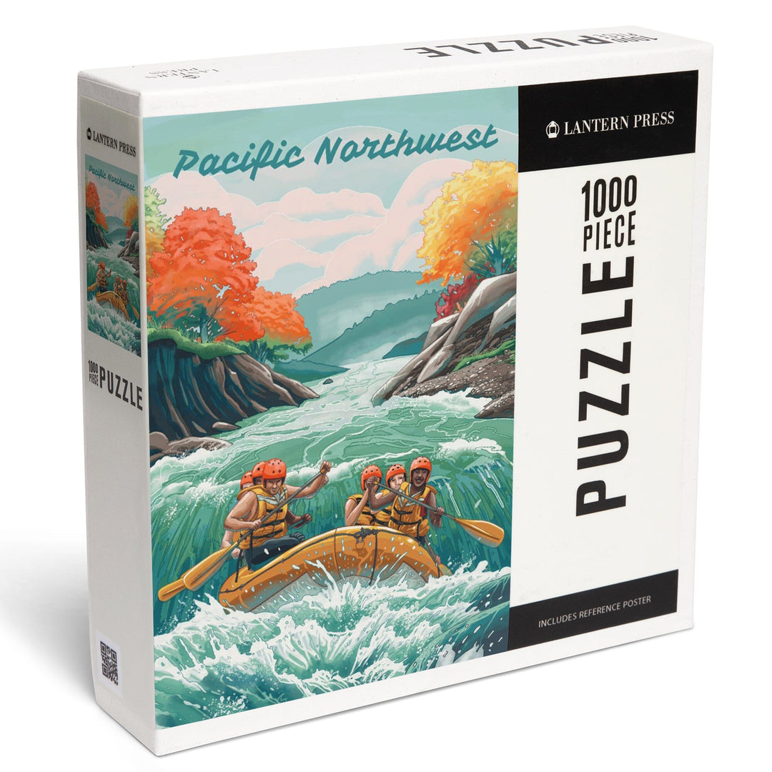 Pacific Northwest, Seek Adventure, River Rafting, Jigsaw Puzzle Puzzle Lantern Press 