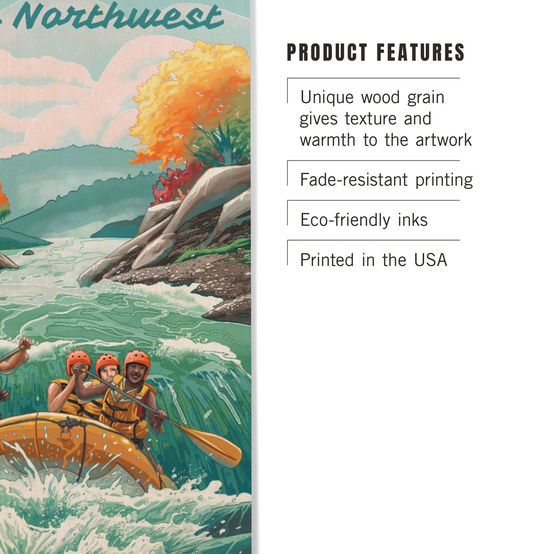 Pacific Northwest, Seek Adventure, River Rafting, Wood Signs and Postcards Wood Lantern Press 