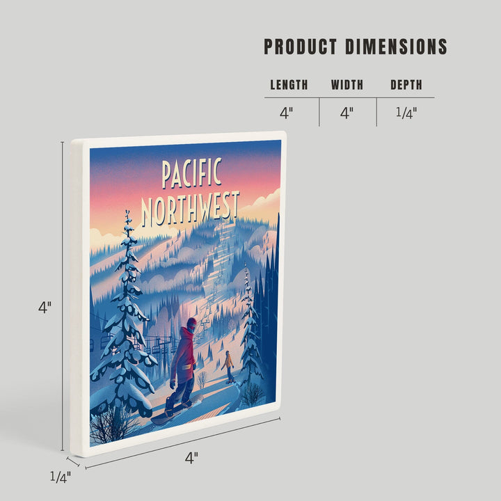 Pacific Northwest, Shred the Gnar, Snowboarding, Coasters Coasters Lantern Press 