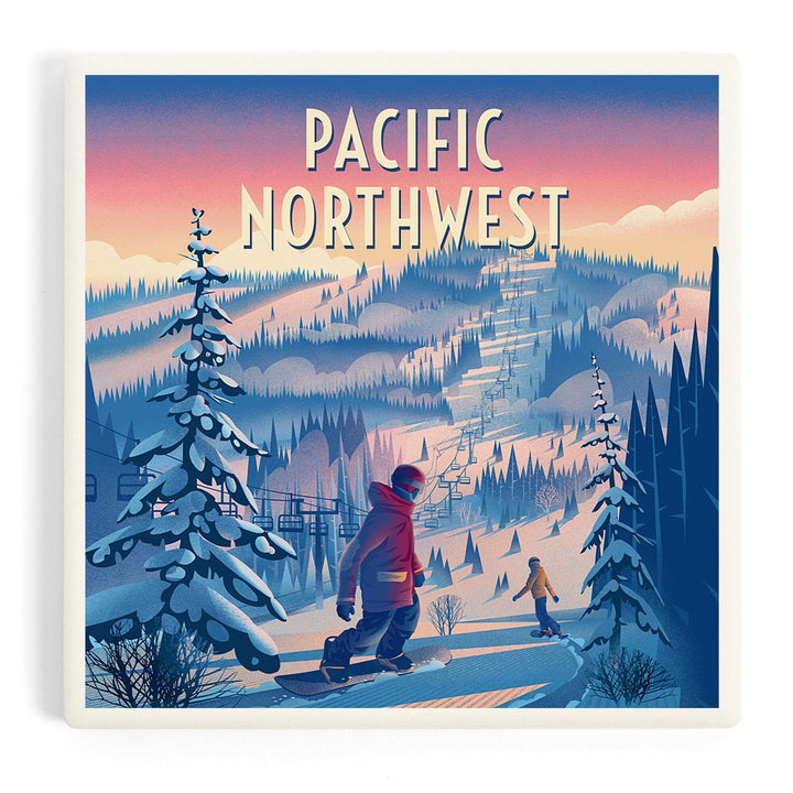 Pacific Northwest, Shred the Gnar, Snowboarding, Coasters Coasters Lantern Press 
