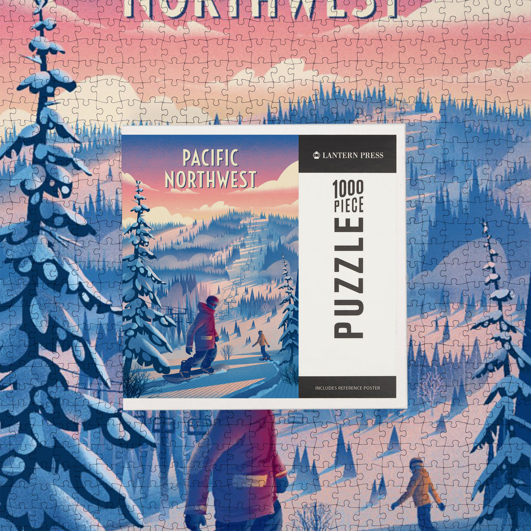 Pacific Northwest, Shred the Gnar, Snowboarding, Jigsaw Puzzle Puzzle Lantern Press 