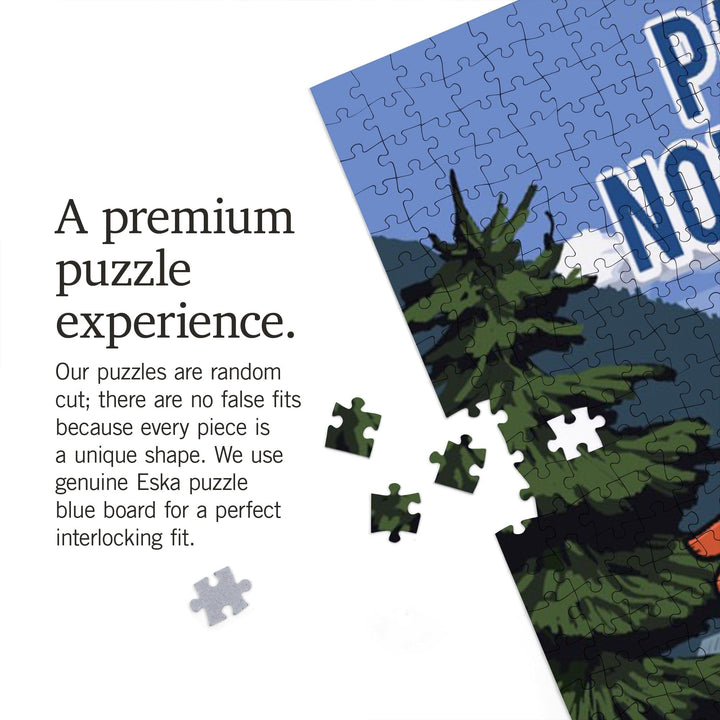 Pacific Northwest, Signpost, Lake and Bear, Jigsaw Puzzle Puzzle Lantern Press 