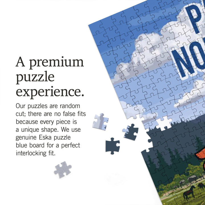 Pacific Northwest, Signpost, Meadow, Jigsaw Puzzle Puzzle Lantern Press 