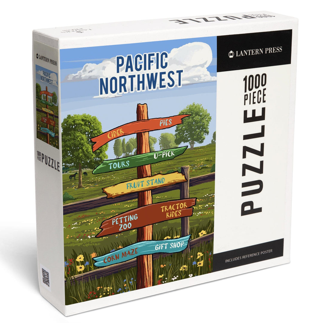Pacific Northwest, Signpost, Orchard, Jigsaw Puzzle Puzzle Lantern Press 