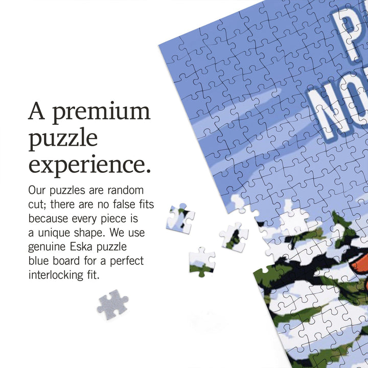 Pacific Northwest, Signpost, Ski and Snow, Jigsaw Puzzle Puzzle Lantern Press 