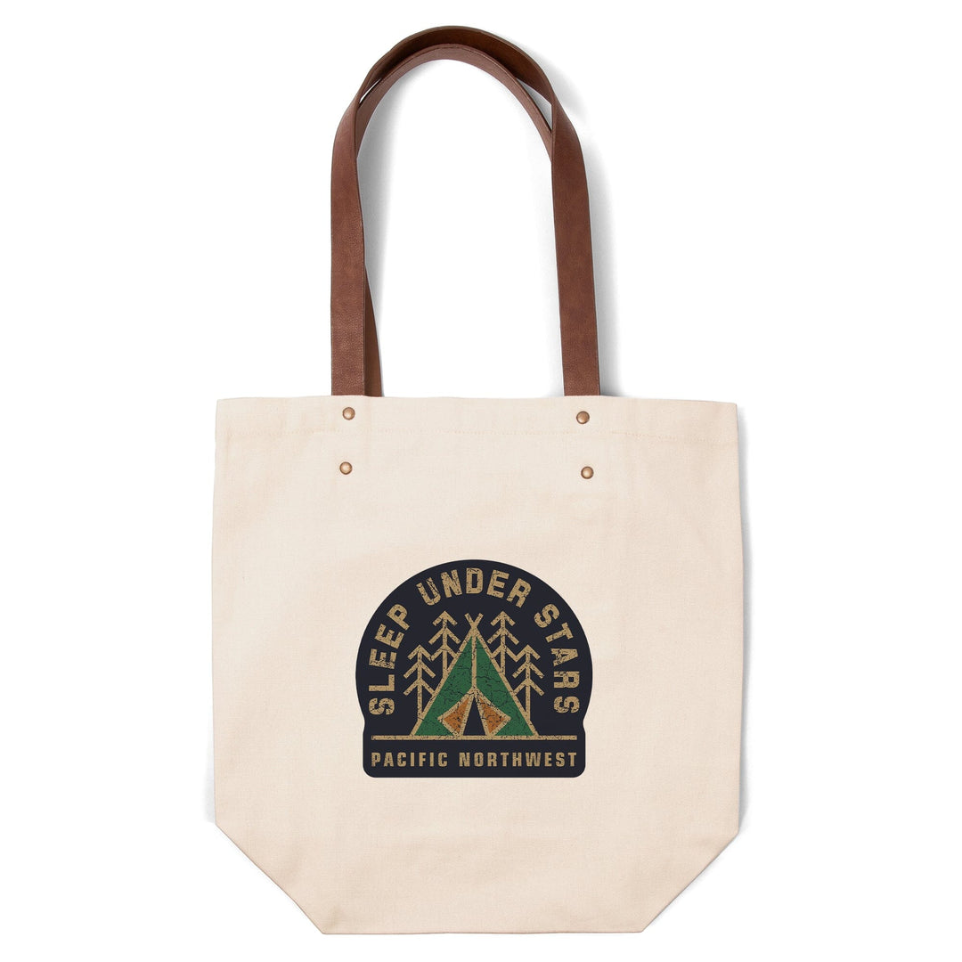 Pacific Northwest, Sleep Under the Stars, Camping, Contour, Lantern Press Artwork, Accessory Go Bag Totes Lantern Press 