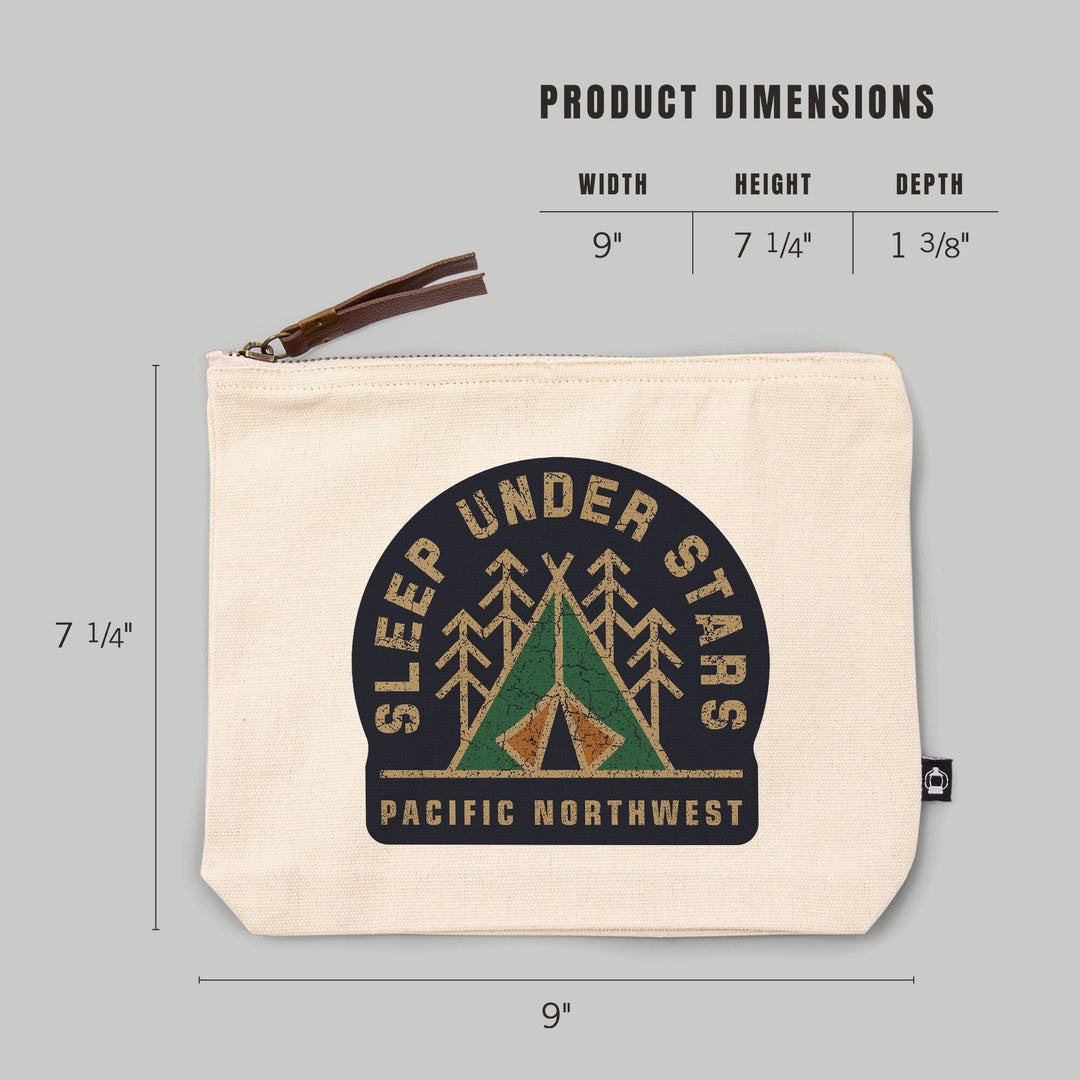 Pacific Northwest, Sleep Under the Stars, Camping, Contour, Lantern Press Artwork, Accessory Go Bag Totes Lantern Press 