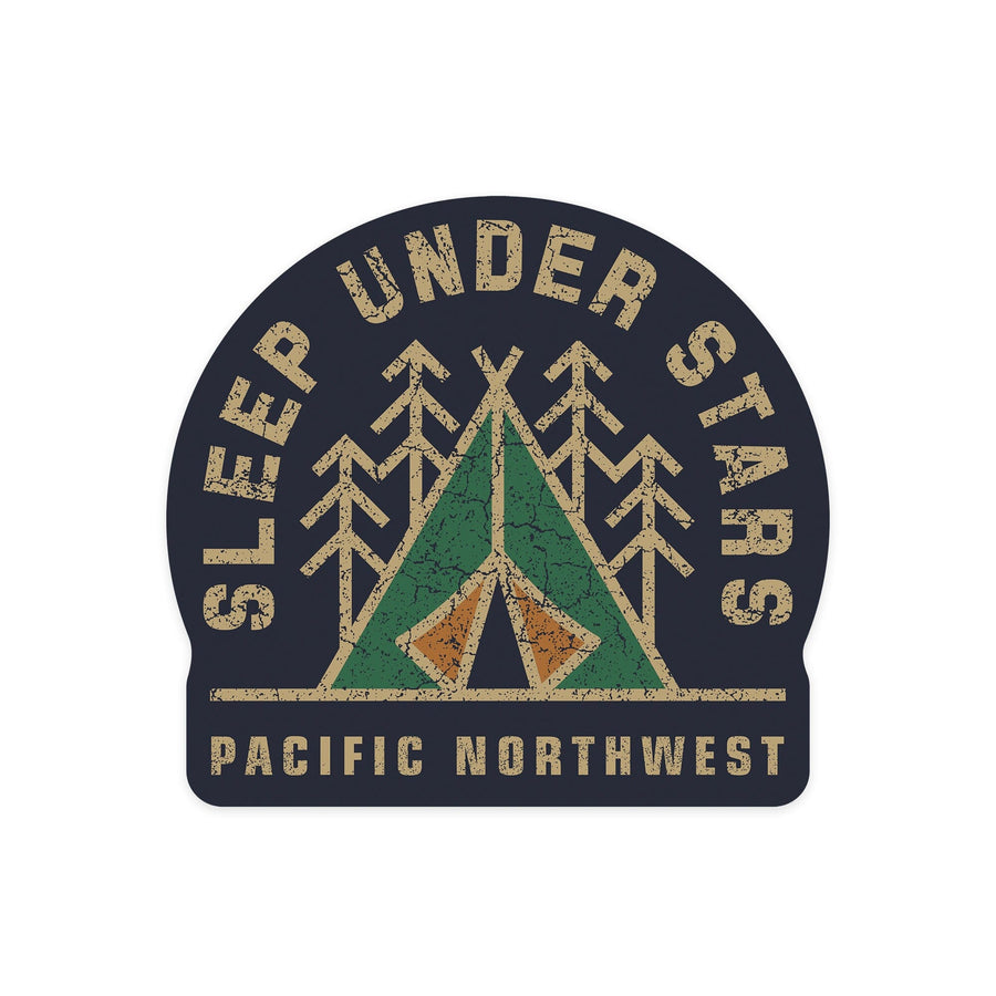 Pacific Northwest, Sleep Under the Stars, Camping, Contour, Lantern Press Artwork, Vinyl Sticker Sticker Lantern Press 