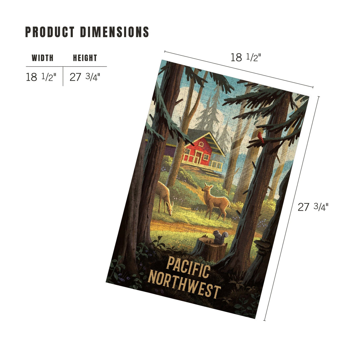 Pacific Northwest, Slip Away, Cabin With Wildlife, Jigsaw Puzzle Puzzle Lantern Press 
