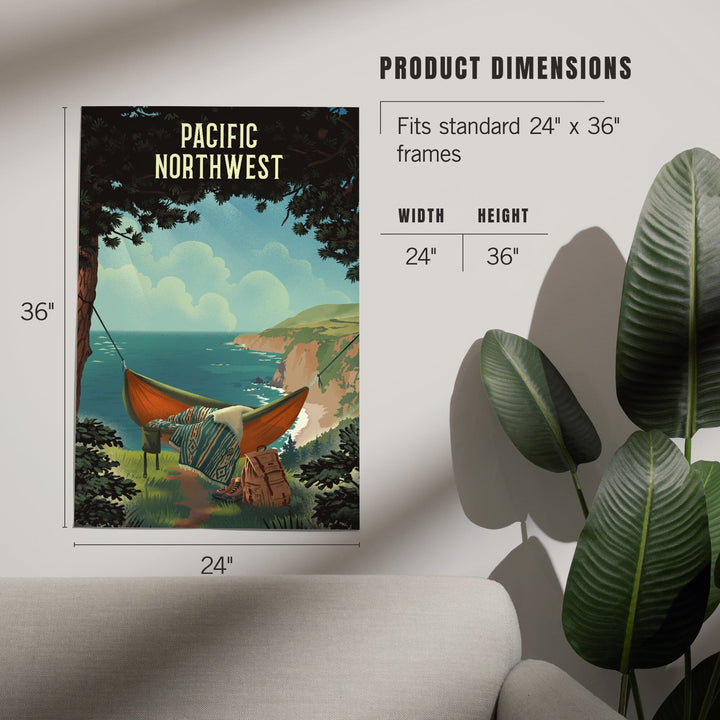 Pacific Northwest, Today's Office, Coastal Series, Hammock on Beach, Art & Giclee Prints Art Lantern Press 