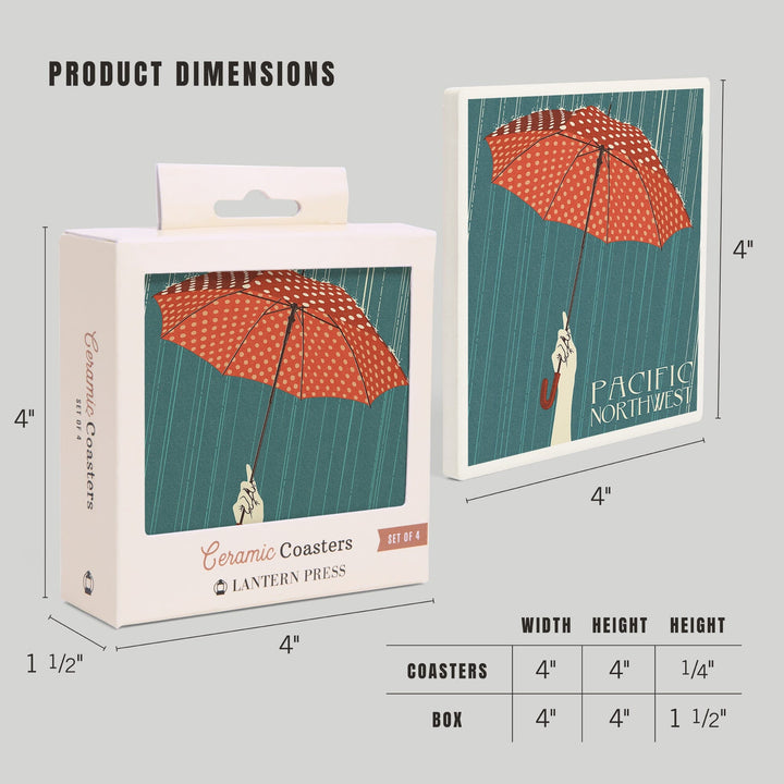 Pacific Northwest, Umbrella Letterpress, Coasters Coasters Lantern Press 
