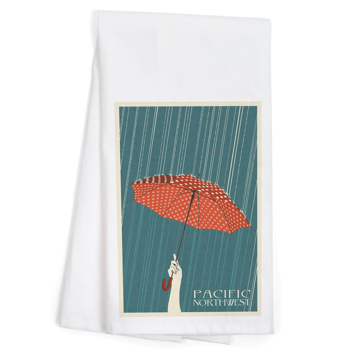 Pacific Northwest, Umbrella Letterpress, Organic Cotton Kitchen Tea Towels Kitchen Lantern Press 