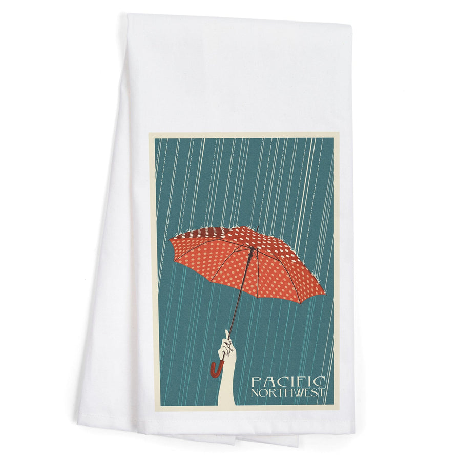 Pacific Northwest, Umbrella Letterpress, Organic Cotton Kitchen Tea Towels Kitchen Lantern Press 