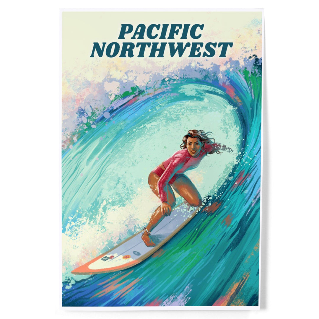 Pacific Northwest, Vitamin Sea, Coastal Series, Surfer Girl, Art & Giclee Prints Art Lantern Press 12 x 18 Art Print 