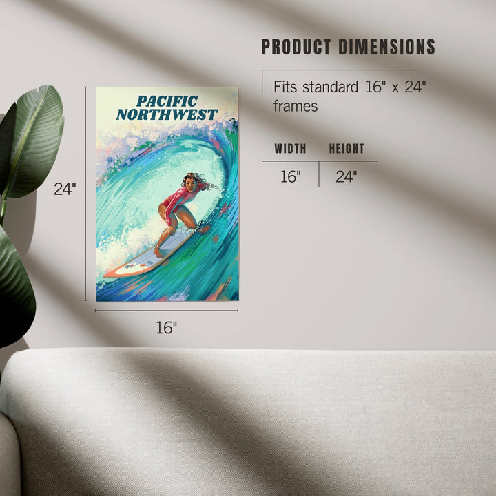 Pacific Northwest, Vitamin Sea, Coastal Series, Surfer Girl, Art & Giclee Prints Art Lantern Press 