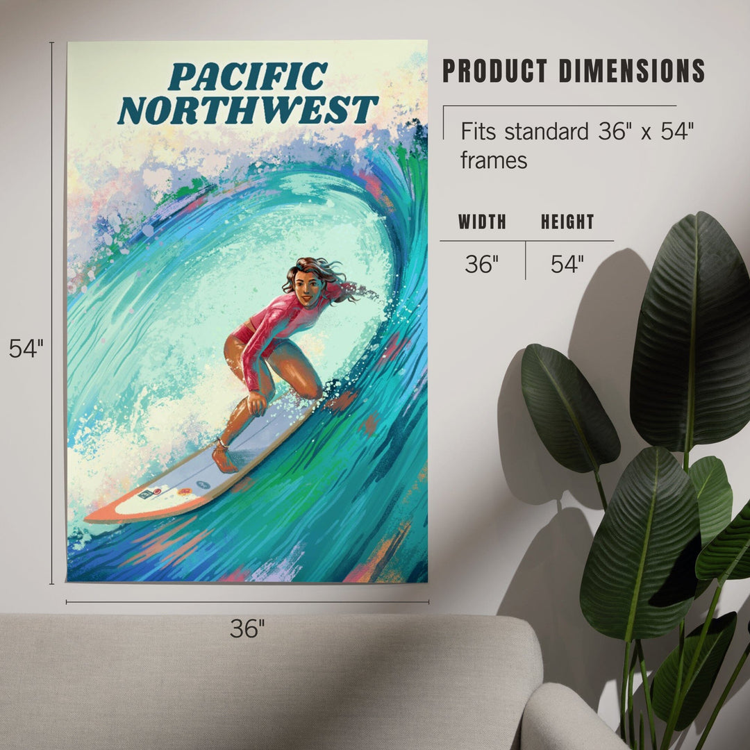 Pacific Northwest, Vitamin Sea, Coastal Series, Surfer Girl, Art & Giclee Prints Art Lantern Press 