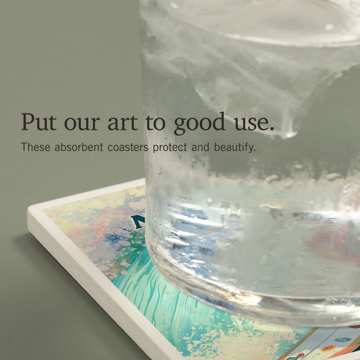 Pacific Northwest, Vitamin Sea, Coastal Series, Surfer Girl, Coasters Coasters Lantern Press 