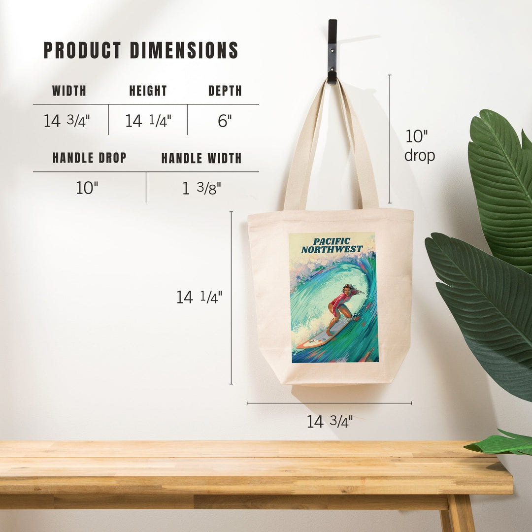 Pacific Northwest, Vitamin Sea, Coastal Series, Surfer Girl, Tote Bag Totes Lantern Press 