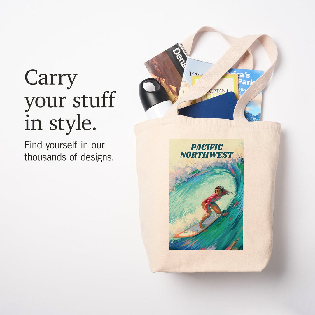 Pacific Northwest, Vitamin Sea, Coastal Series, Surfer Girl, Tote Bag Totes Lantern Press 