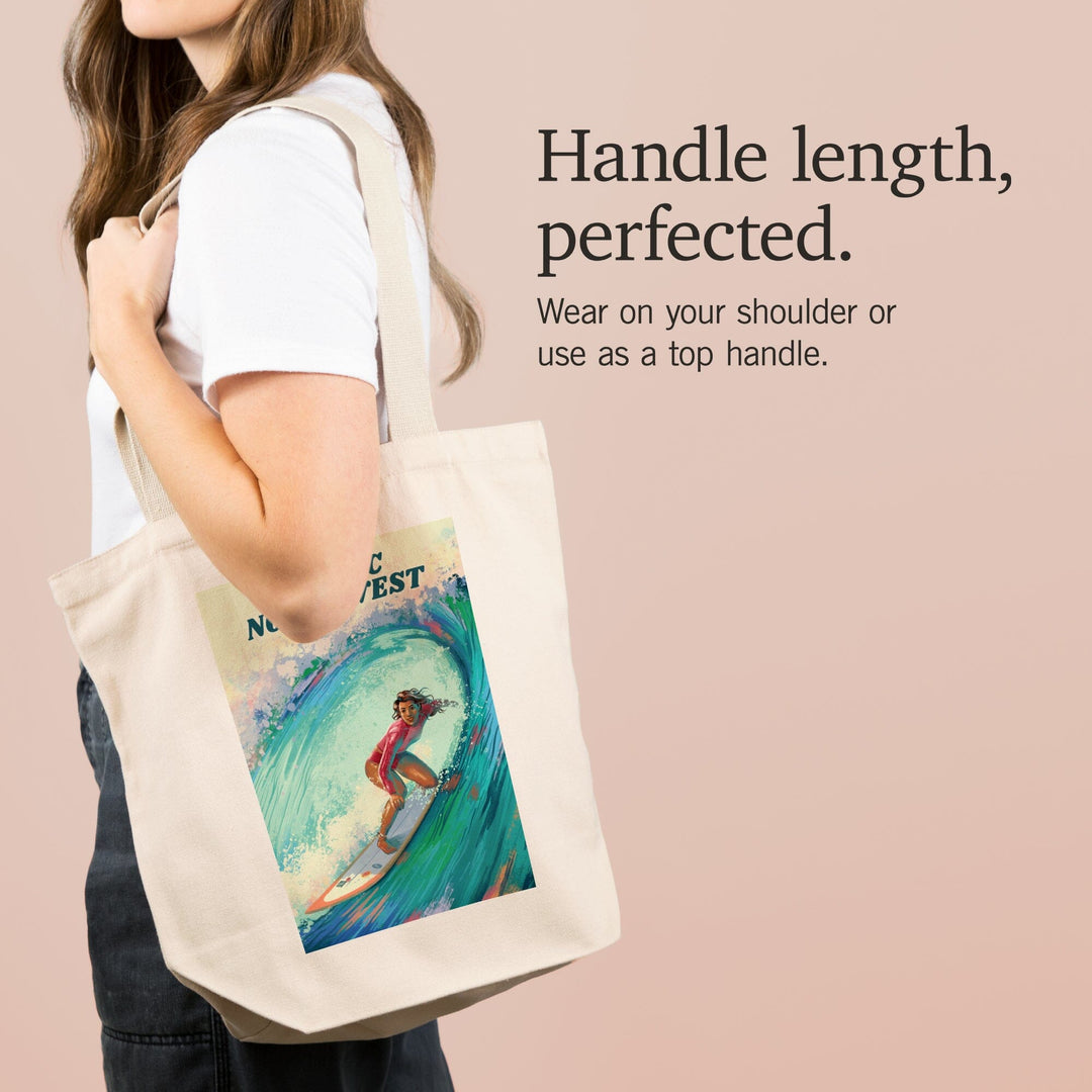 Pacific Northwest, Vitamin Sea, Coastal Series, Surfer Girl, Tote Bag Totes Lantern Press 