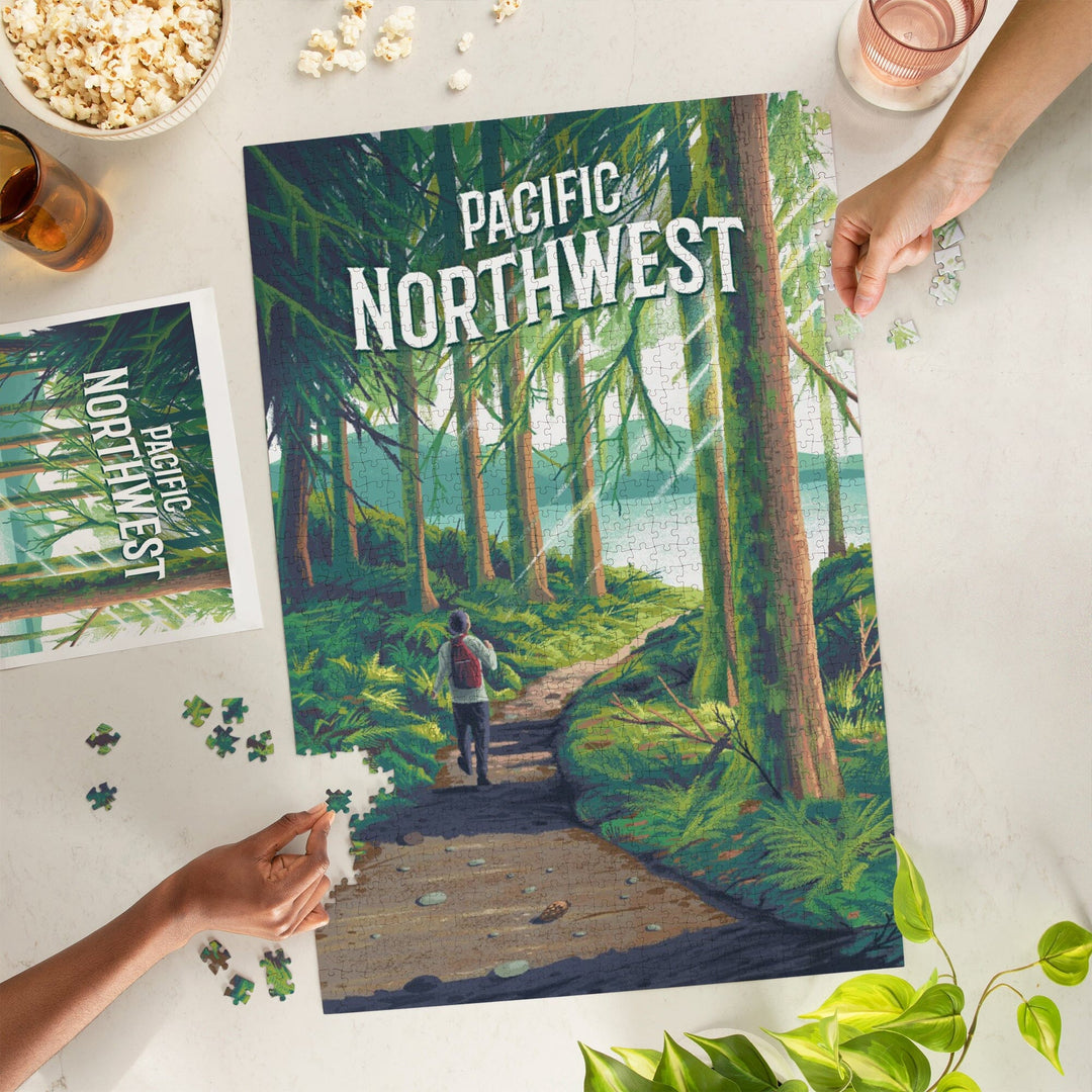 Pacific Northwest, Walk In The Woods, Day Hike, Jigsaw Puzzle Puzzle Lantern Press 