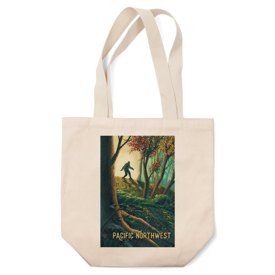 Pacific Northwest, Wanderer, Bigfoot in Forest, Tote Bag Totes Lantern Press 