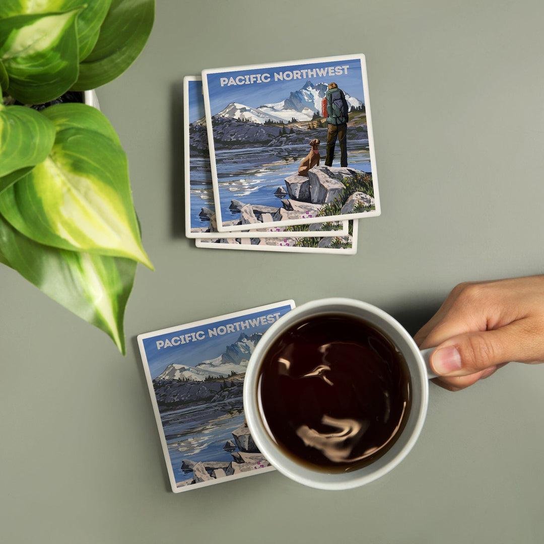 Pacific Northwest, Washington, Painterly, Get Out and Hike, Coasters Coasters Lantern Press 