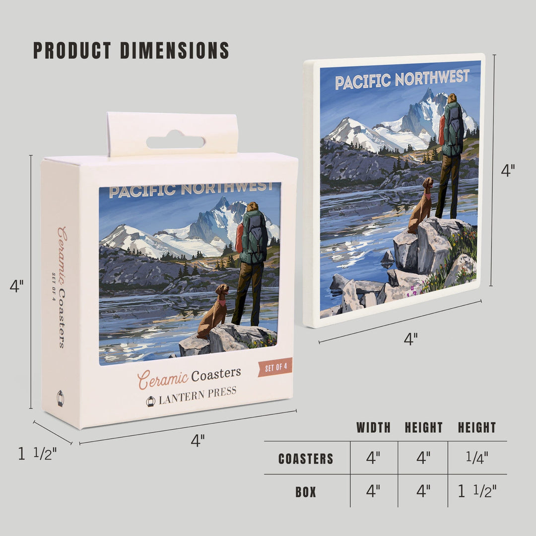 Pacific Northwest, Washington, Painterly, Get Out and Hike, Coasters Coasters Lantern Press 