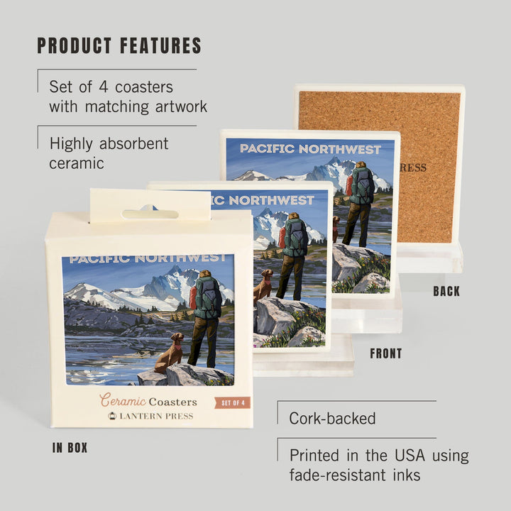 Pacific Northwest, Washington, Painterly, Get Out and Hike, Coasters Coasters Lantern Press 
