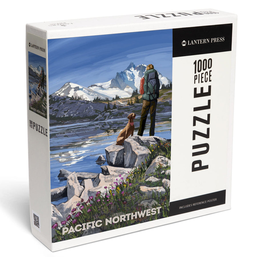 Pacific Northwest, Washington, Painterly, Get Out and Hike, Jigsaw Puzzle Puzzle Lantern Press 