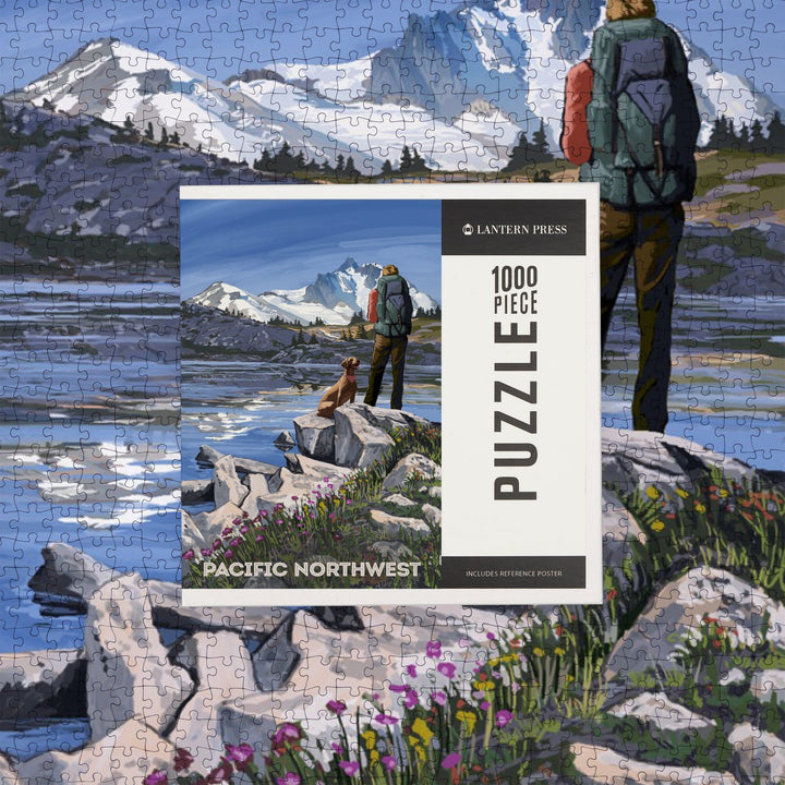 Pacific Northwest, Washington, Painterly, Get Out and Hike, Jigsaw Puzzle Puzzle Lantern Press 
