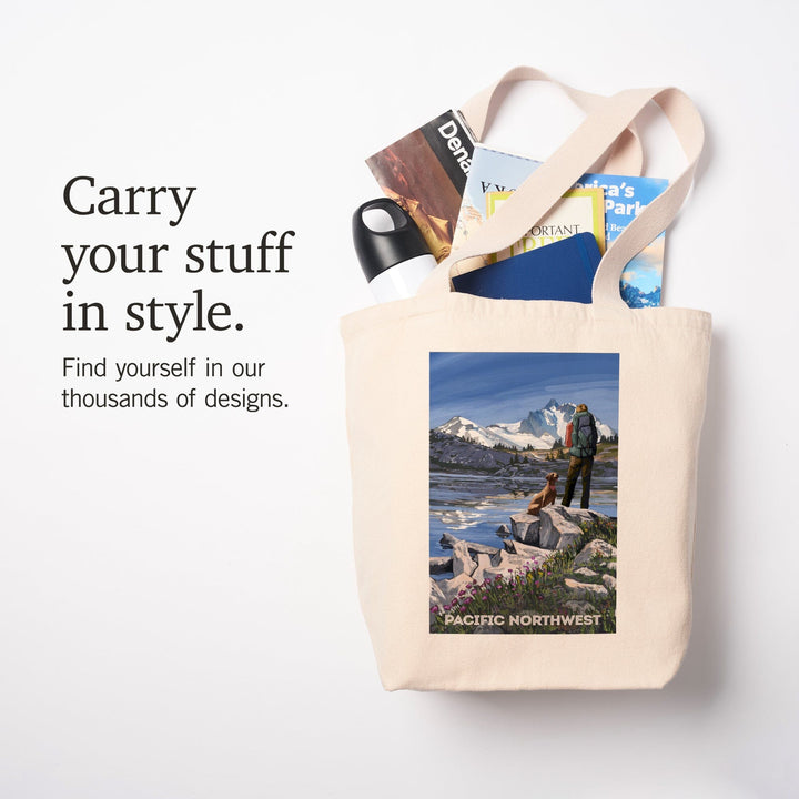 Pacific Northwest, Washington, Painterly, Get Out and Hike, Tote Bag Totes Lantern Press 