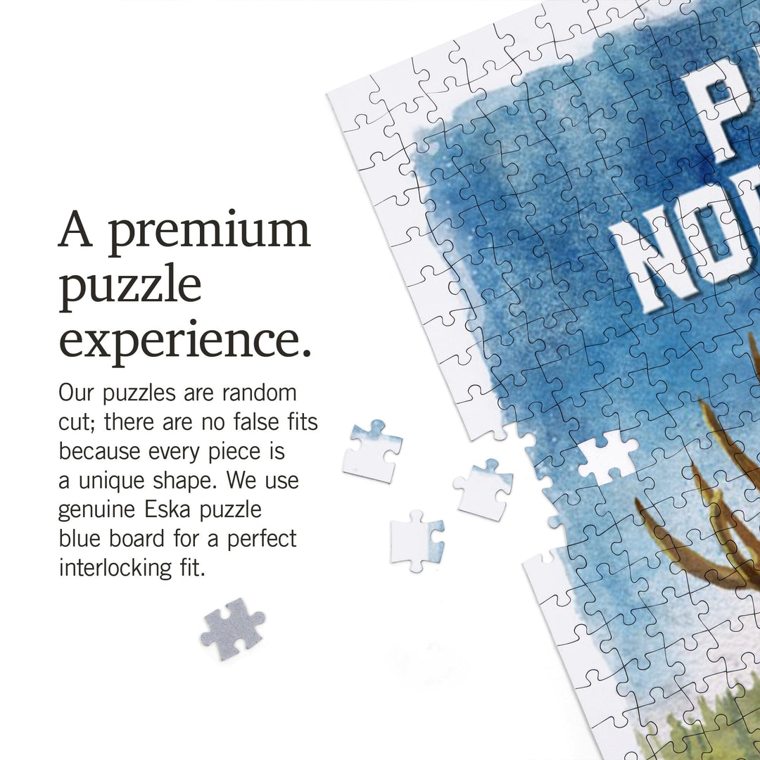Pacific Northwest, Watercolor Study, Moose, Jigsaw Puzzle Puzzle Lantern Press 