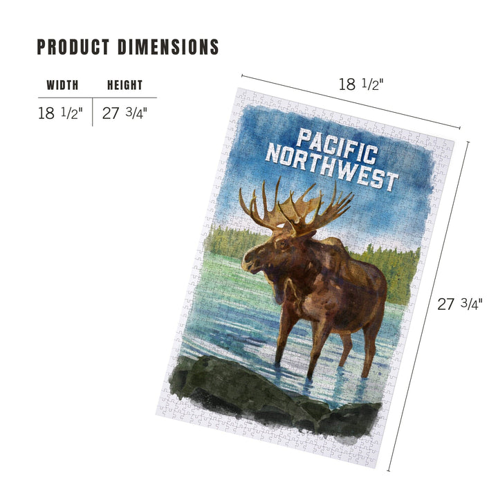 Pacific Northwest, Watercolor Study, Moose, Jigsaw Puzzle Puzzle Lantern Press 