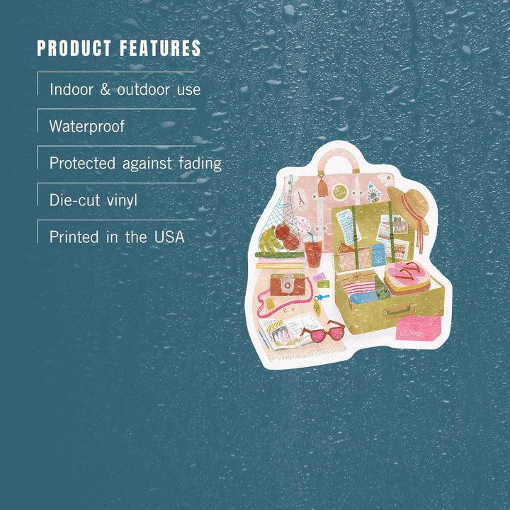 Packed To Wander, Vinyl Sticker Sticker Lantern Press 