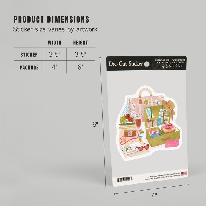 Packed To Wander, Vinyl Sticker Sticker Lantern Press 