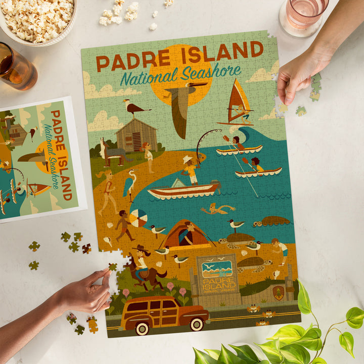 Padre Island National Seashore, Texas, Geometric, Jigsaw Puzzle Puzzle Lantern Press 