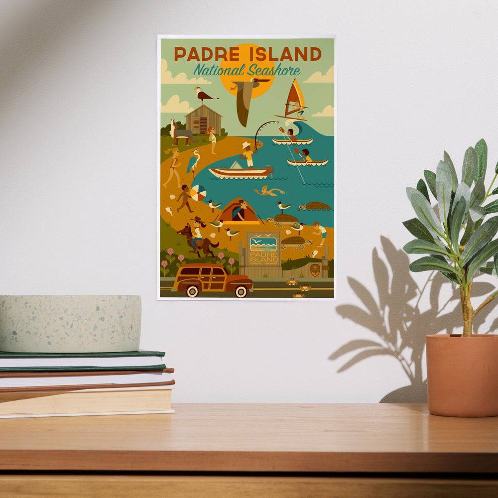 Padre Island National Seashore, Texas, Geometric, Lantern Press Artwork, Art Prints and Metal Signs Art Lantern Press 