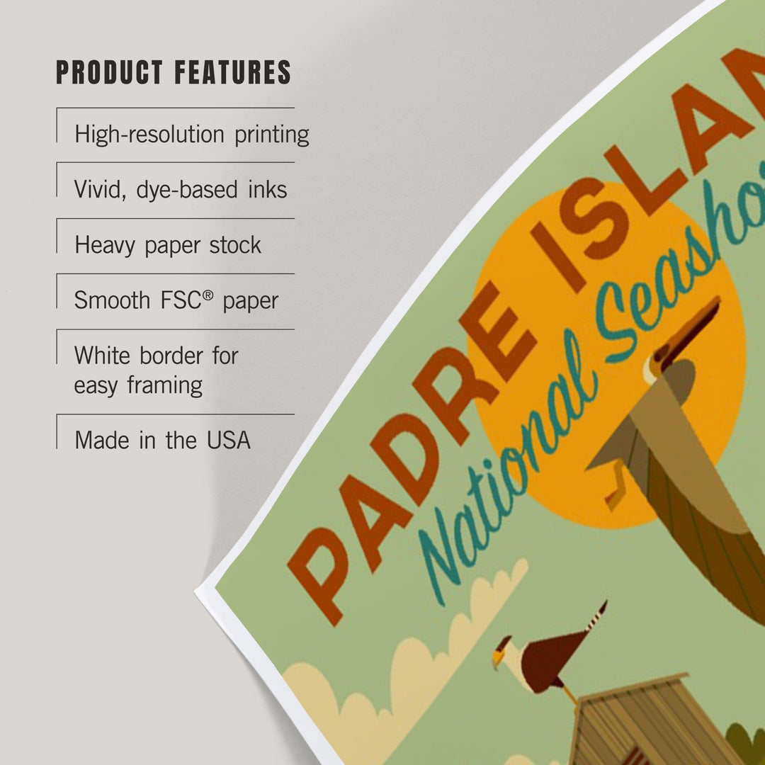 Padre Island National Seashore, Texas, Geometric, Lantern Press Artwork, Art Prints and Metal Signs Art Lantern Press 