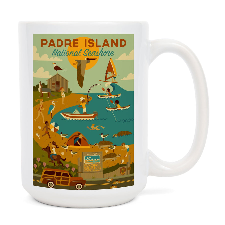 Padre Island National Seashore, Texas, Geometric, Lantern Press Artwork, Ceramic Mug Mugs Lantern Press 