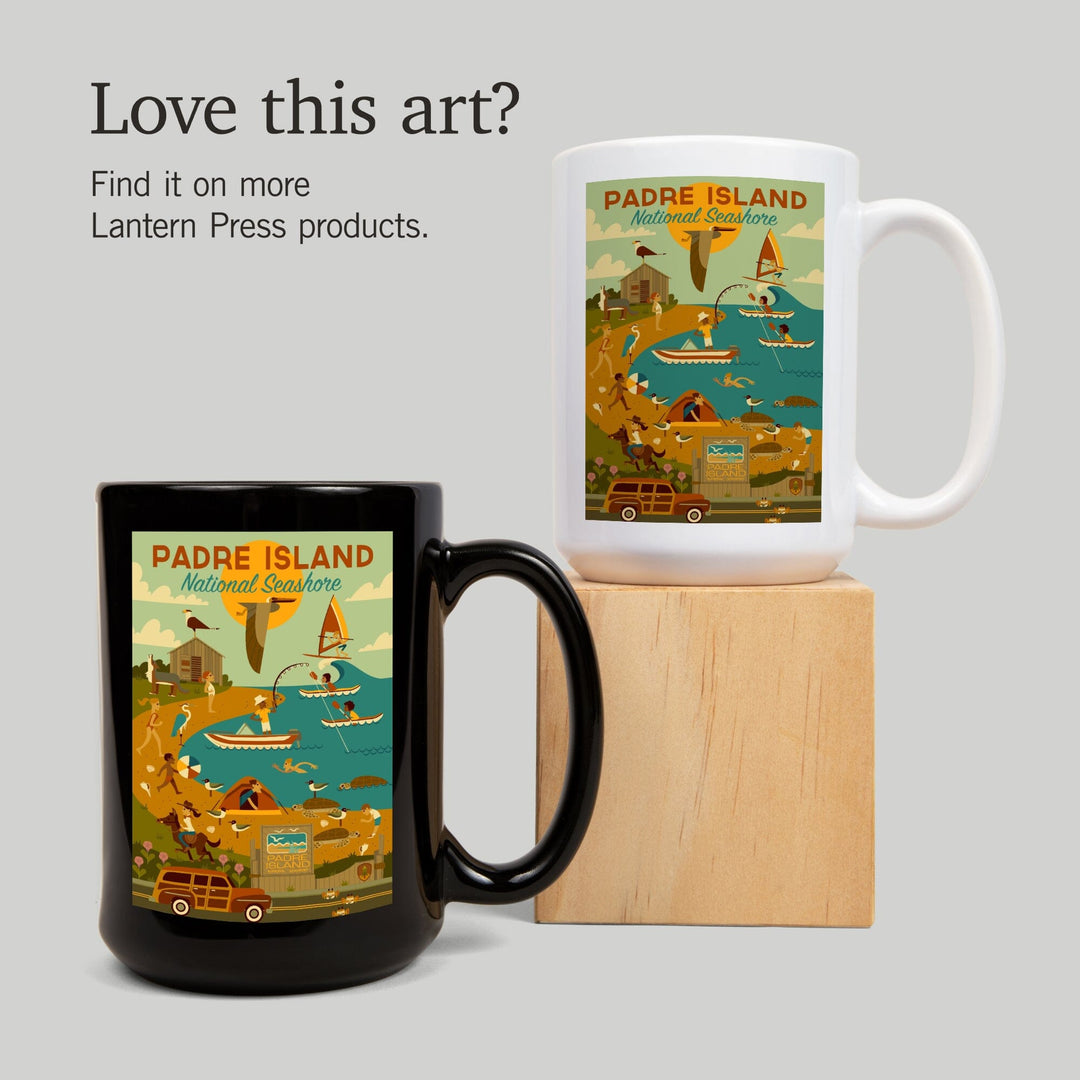 Padre Island National Seashore, Texas, Geometric, Lantern Press Artwork, Ceramic Mug Mugs Lantern Press 